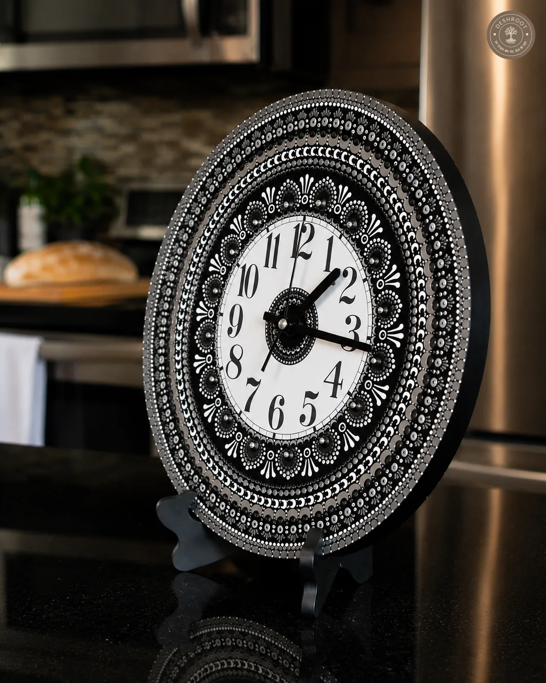 Handcrafted Mandala Art Wooden Wall Clock