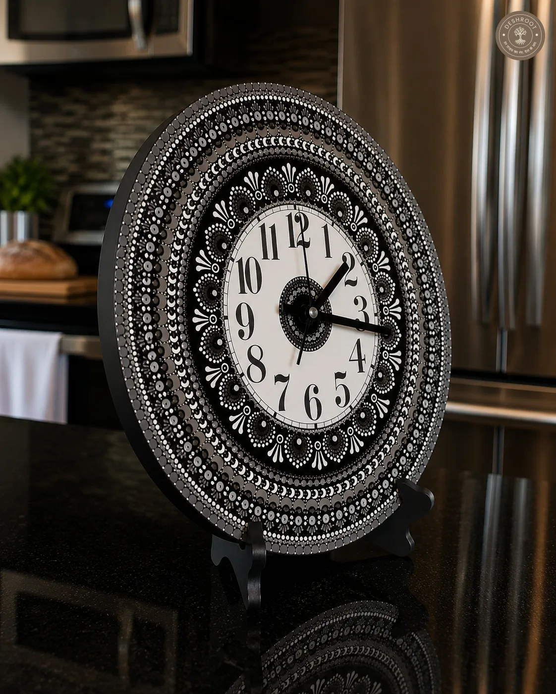 Handcrafted Mandala Art Wooden Wall Clock