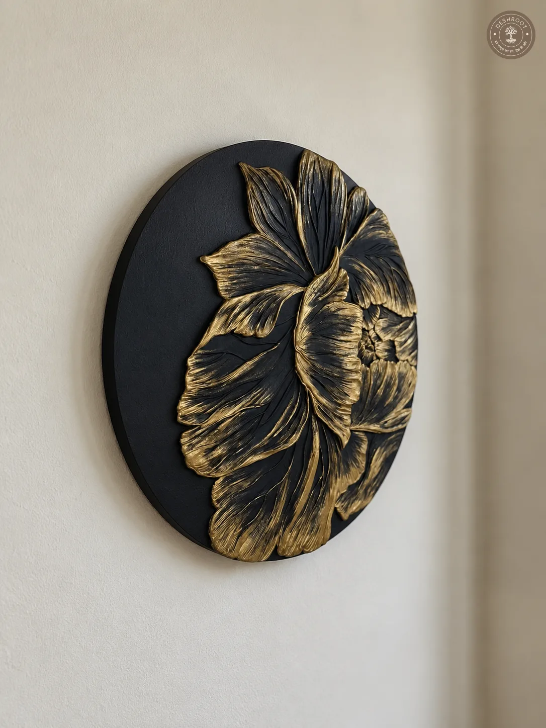 Handcrafted Golden Floral 3D Wall Art