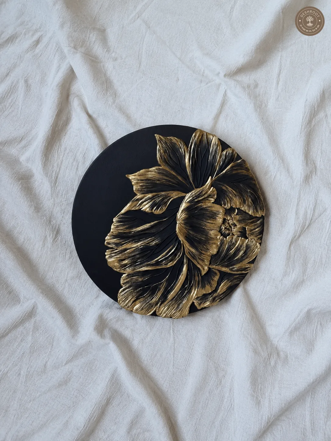 Handcrafted Golden Floral 3D Wall Art
