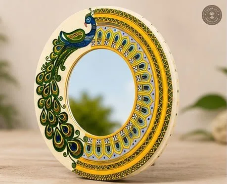 Handcrafted Peacock Mirror Wall Art