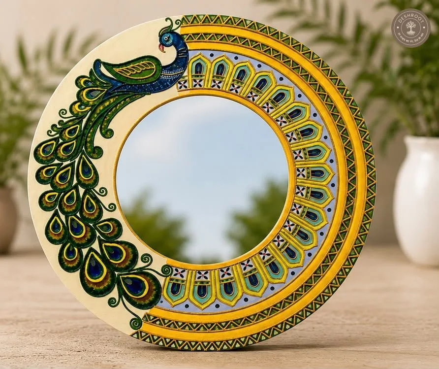 Handcrafted Peacock Mirror Wall Art