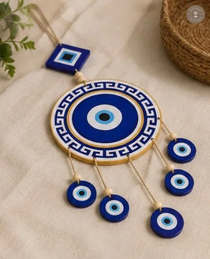 Handcrafted Evil Eye Wall Hanging – Blue Nazar Protection Decor