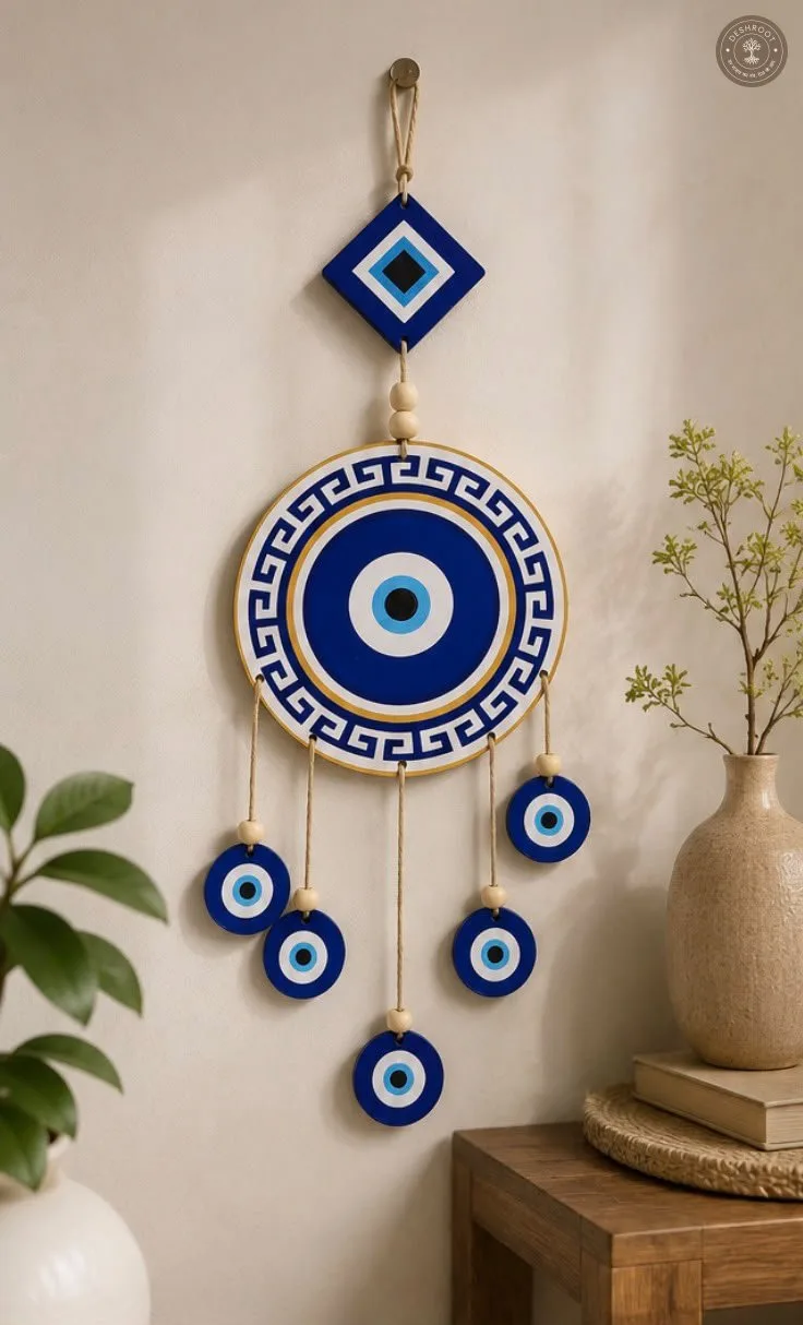 Handcrafted Evil Eye Wall Hanging – Blue Nazar Protection Decor