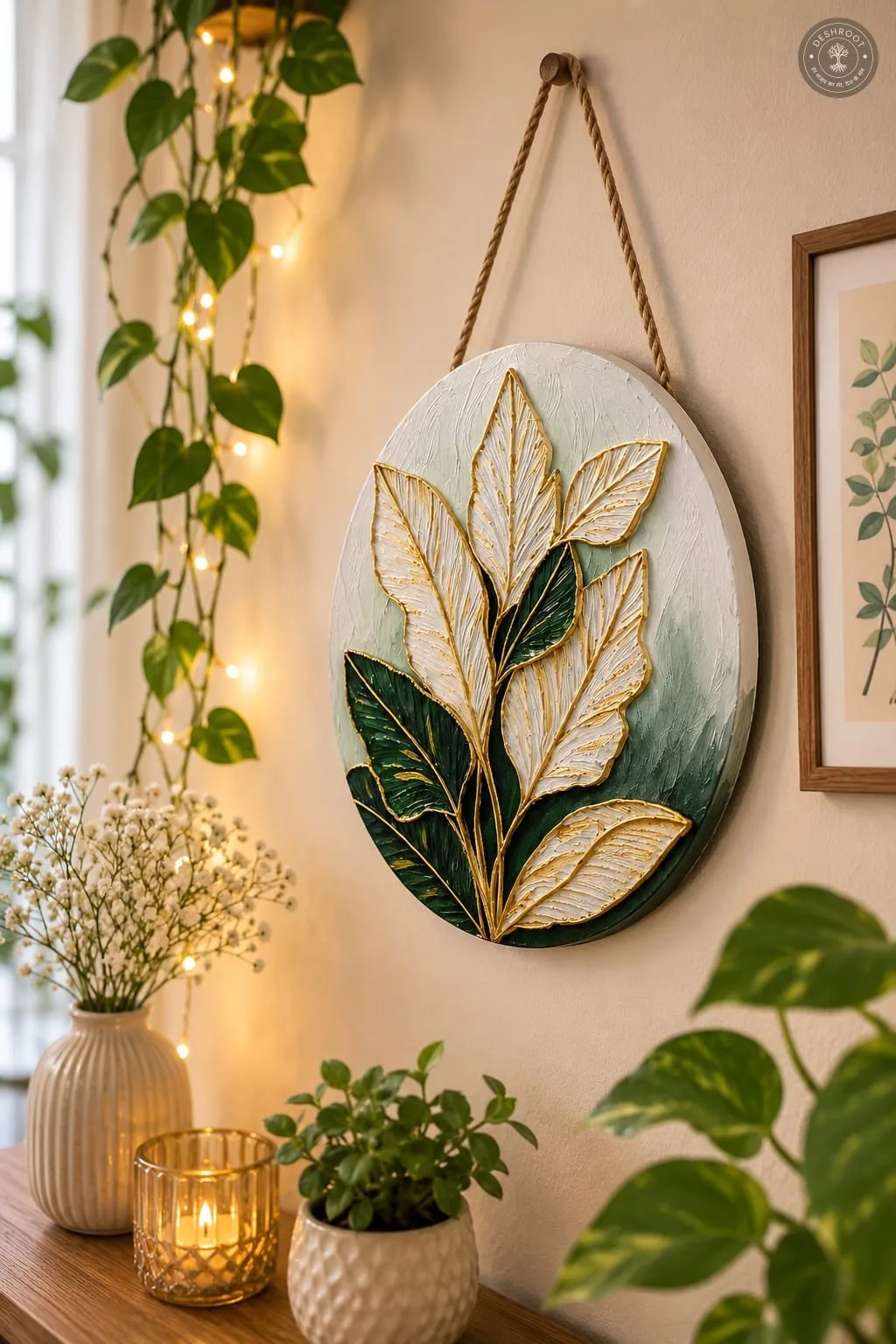 Handcrafted Botanical Leaf Textured Wall Art – Modern Nature Decor