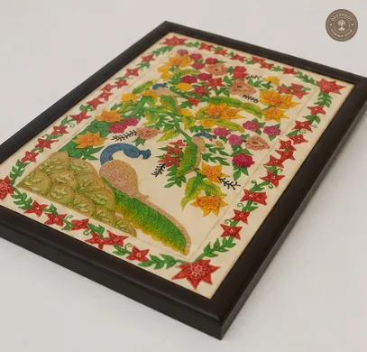 Handcrafted Peacock & Floral Wall Art