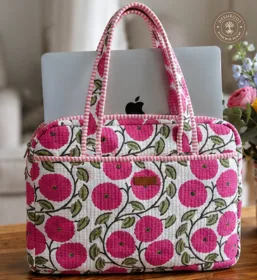 Pink Blossom Quilted Laptop Bag