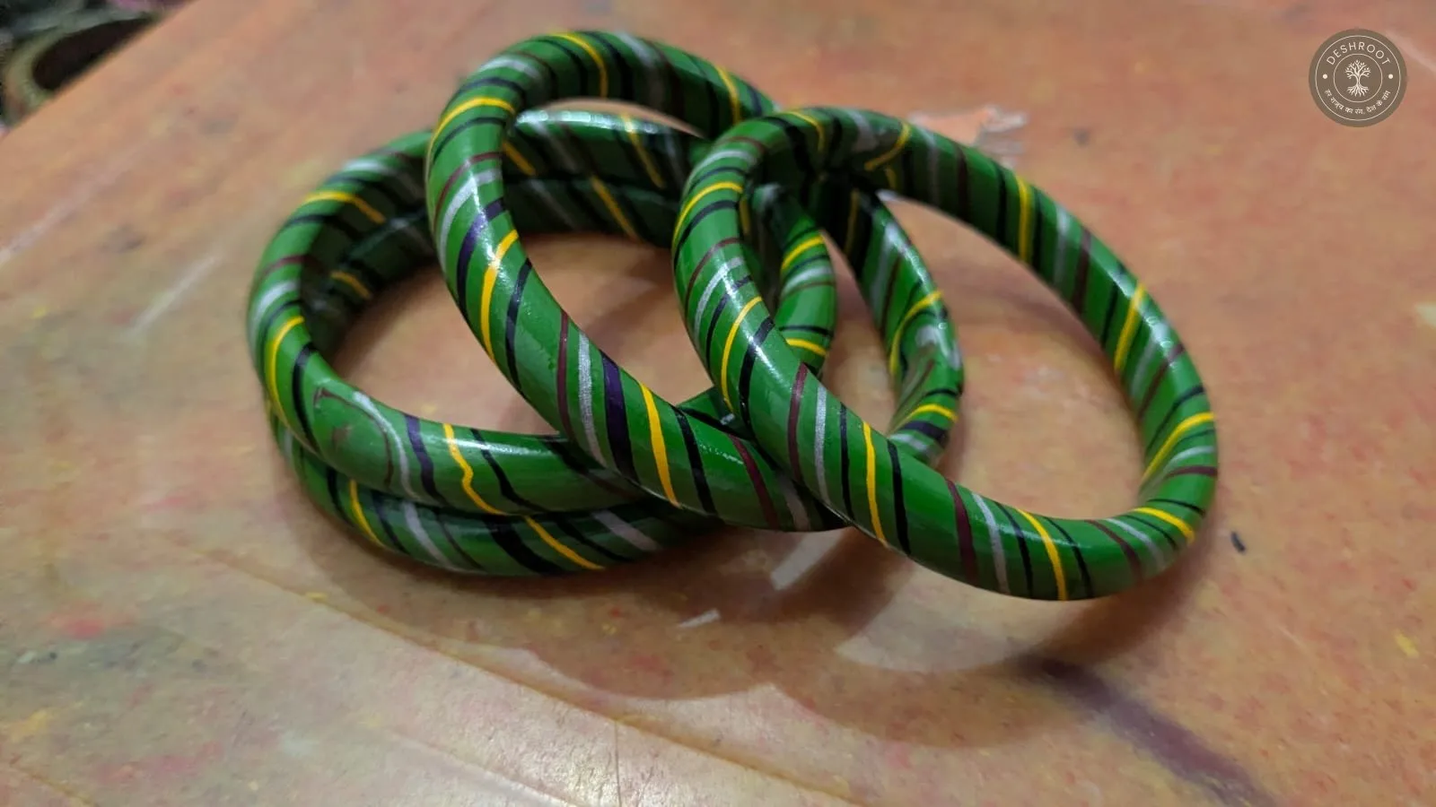 Emerald Stripe Handmade Bangles Set