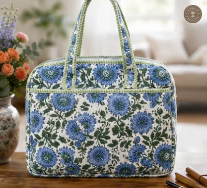 Blue Garden Quilted Laptop Bag