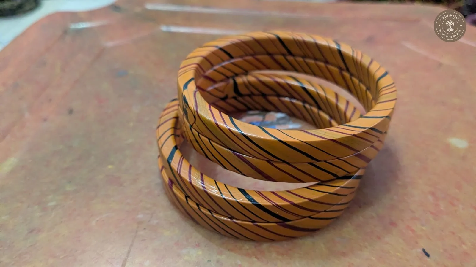 Amber Earth Handcrafted Stripe Bangle Set