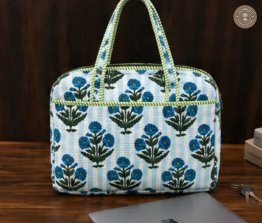 Blue Meadow Quilted Laptop Bag