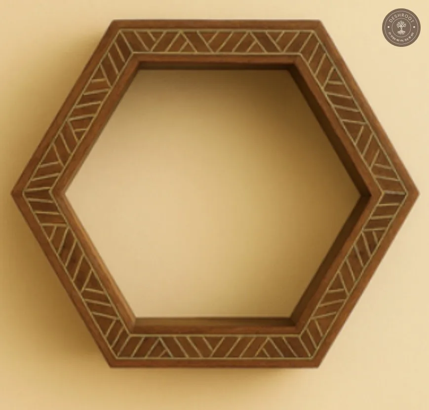 Hexa Haven Wooden Wall Shelf Set