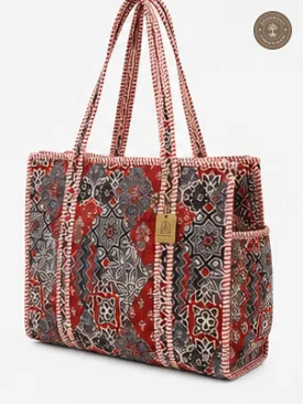 Red & Grey Printed Multipurpose Shoulder Bag for Women