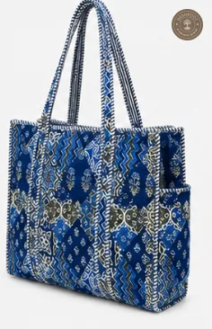 Blue Patchwork Printed Multipurpose Shoulder Bag for Women