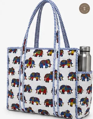 White Elephant Printed Multipurpose Shoulder Bag for Women