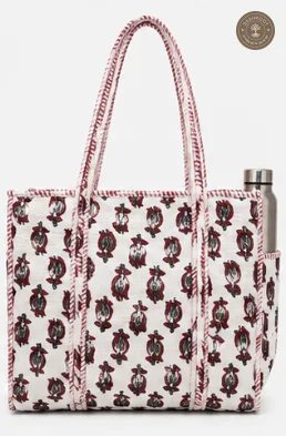 White Floral Buti Printed Multipurpose Shoulder Bag for Women