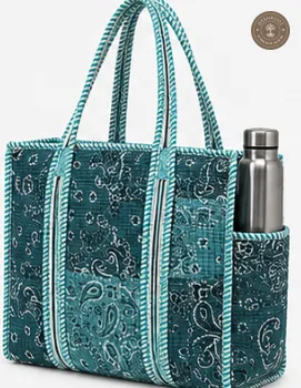 Teal Paisley Printed Multipurpose Shoulder Bag for Women
