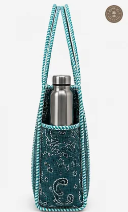 Teal Paisley Printed Multipurpose Shoulder Bag for Women