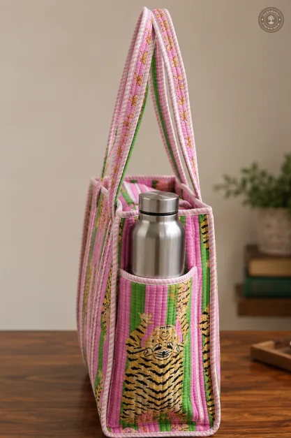 Pink Tiger Printed Multipurpose Shoulder Bag for Women