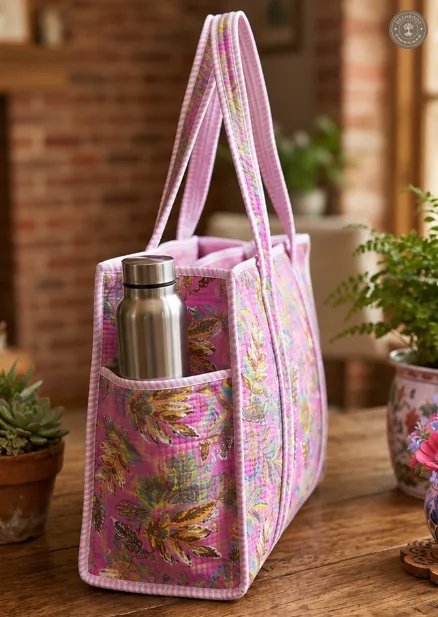 Pink Tropical Floral Printed Multipurpose Shoulder Bag for Women