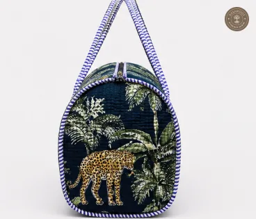 Handcrafted Quilted Jungle Safari Cotton Duffel Bag