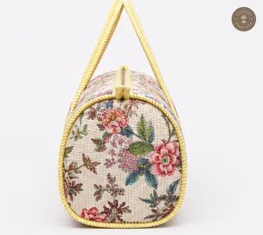 Handcrafted Quilted Vintage Floral & Bird Print Cotton Duffel Bag