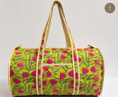 Handcrafted Quilted Floral Duffle Bag