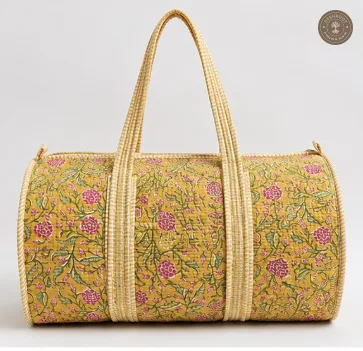 Handcrafted Quilted Floral Duffle Bag