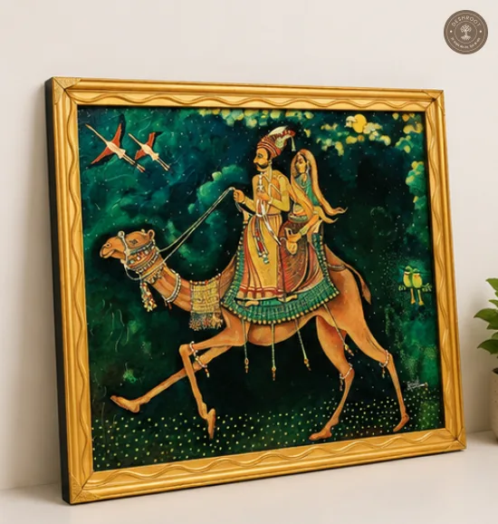 Royal Camel Ride Traditional Rajasthani Folk Art Painting