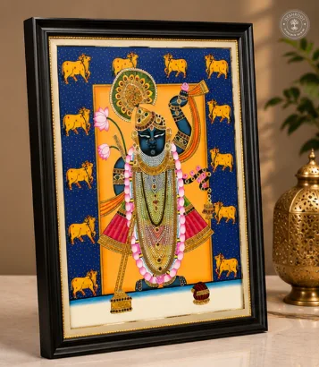 Shrinathji Pichwai Painting with Sacred Cow Motifs