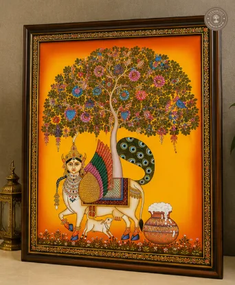Kamdhenu Cow Under Kalpavriksha Painting