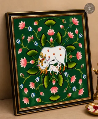 Kamadhenu Cow with Lotus Painting