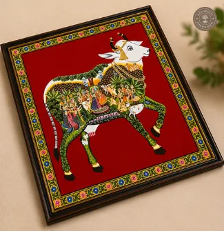 Kamadhenu with Raas Leela Pichwai Painting