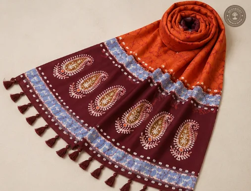 Hand-Dyed Pure Chanderi Silk Cotton Stole