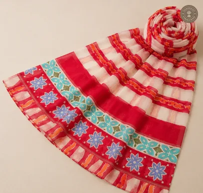 Pure Chanderi Silk-Cotton Hand-Dyed Designer Stole