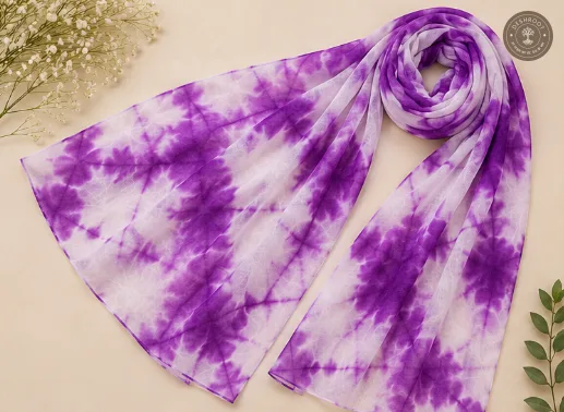 Hand-Dyed Purple Chanderi Silk Cotton Stole