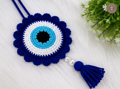 Handmade Crochet Evil Eye Car Hanging
