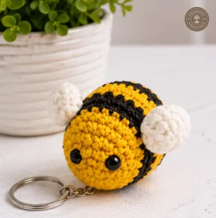 Handmade Crochet Bee Keychain