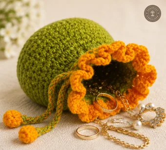 Handmade Crochet Drawstring Pouch