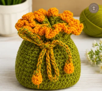 Handmade Crochet Drawstring Pouch