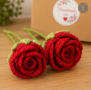 Handmade Crochet Rose Gift Box