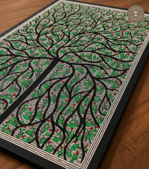 Handmade Tree of Life Madhubani Painting on Canvas Paper