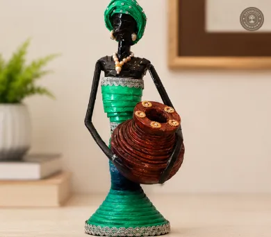 Handcrafted Tribal Woman with Basket Showpiece