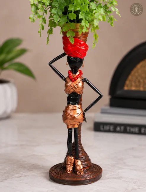Handcrafted Tribal Lady Planter Showpiece