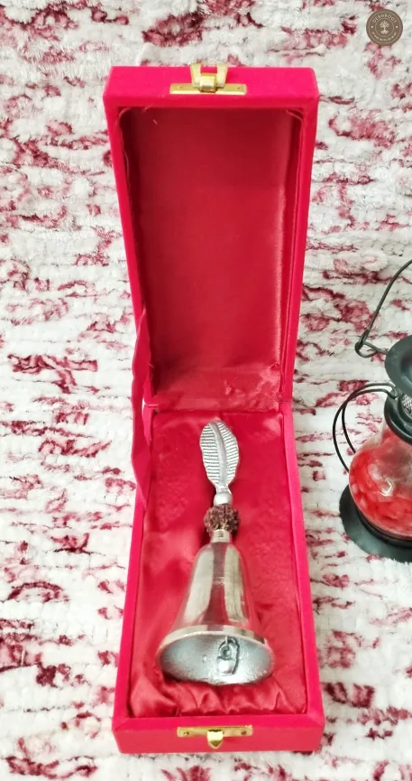 Sacred and Attractive Pooja Bell (Peacock Feather and Rudraksha Design)