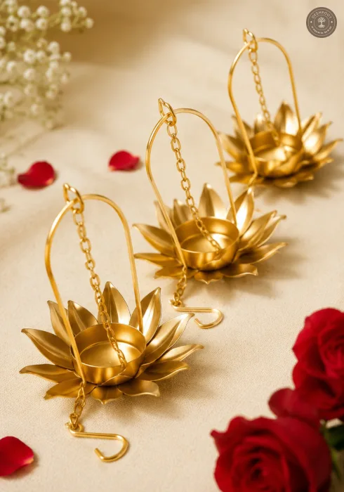 Royal Hanging Lotus Tealight Candle Holders (Set of 6)