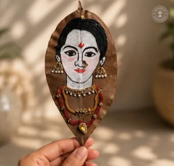 Handcrafted Traditional Indian Woman Leaf Art