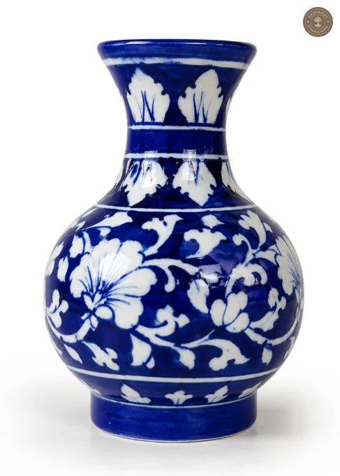 Handcrafted Jaipur Blue Pottery Ceramic Flower Vase