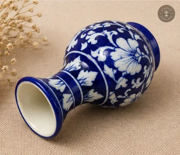 Handcrafted Jaipur Blue Pottery Ceramic Flower Vase