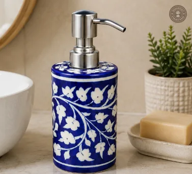 Handcrafted Jaipur Blue Pottery Ceramic Soap Dispenser